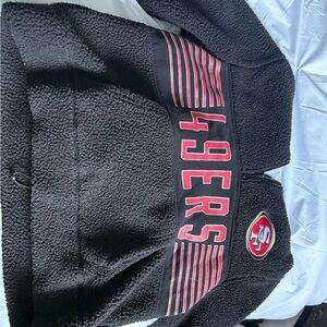49ers NFL Team Apparel Black Sherpa Quarter Zip